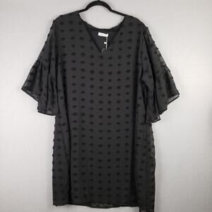Blooming Jelly XXL Swiss Dot Flare Sleeve Knee Length Dress Black Whimsigoth NWT